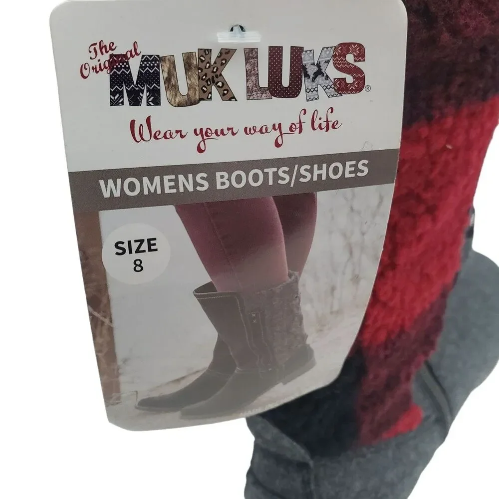 Muk Luks Dinah Boots Womens 8 Buffalo Plaid Water Resistant Cabin Core Gorpcore